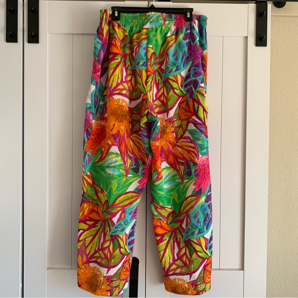 Lauren Ralph Lauren 1X Tropical Floral Wide Leg Pants Bright Resort